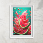 Watermelon Explosion Wall Art | Bold Summer Fruit Print | Vibrant Juice Splash Poster for Kitchen or Lounge