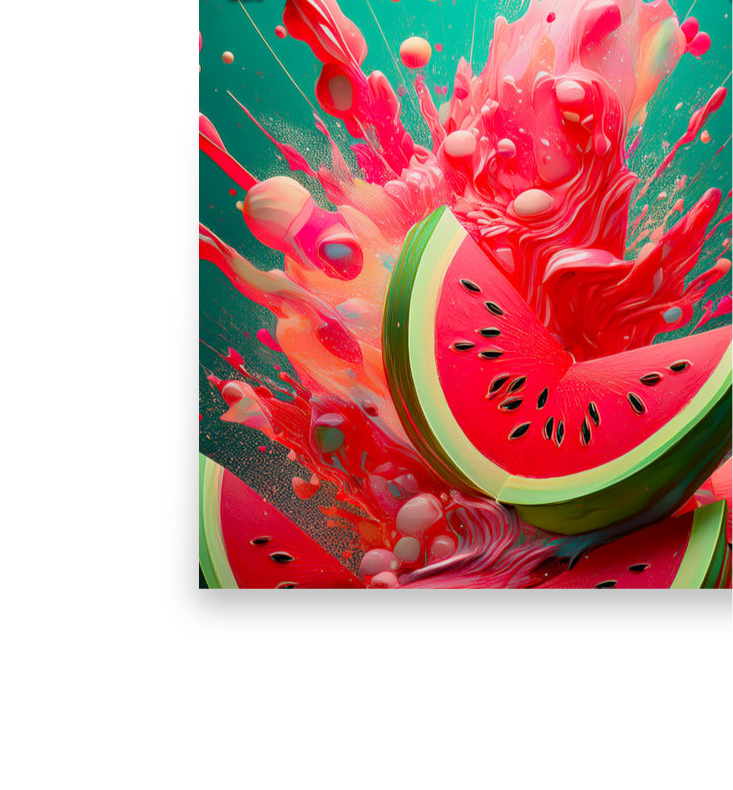 Watermelon Explosion Wall Art | Bold Summer Fruit Print | Vibrant Juice Splash Poster for Kitchen or Lounge