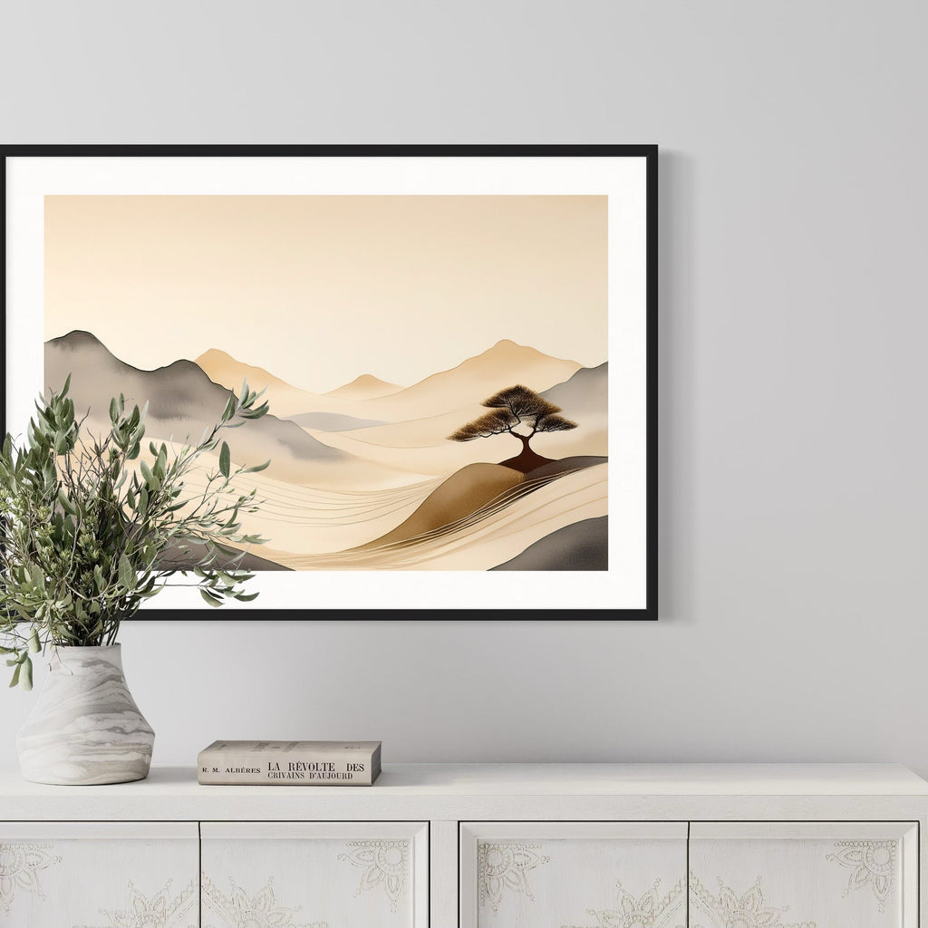 Heatwave Mirage – Minimalist Desert Landscape Wall Art Mami Makes Art