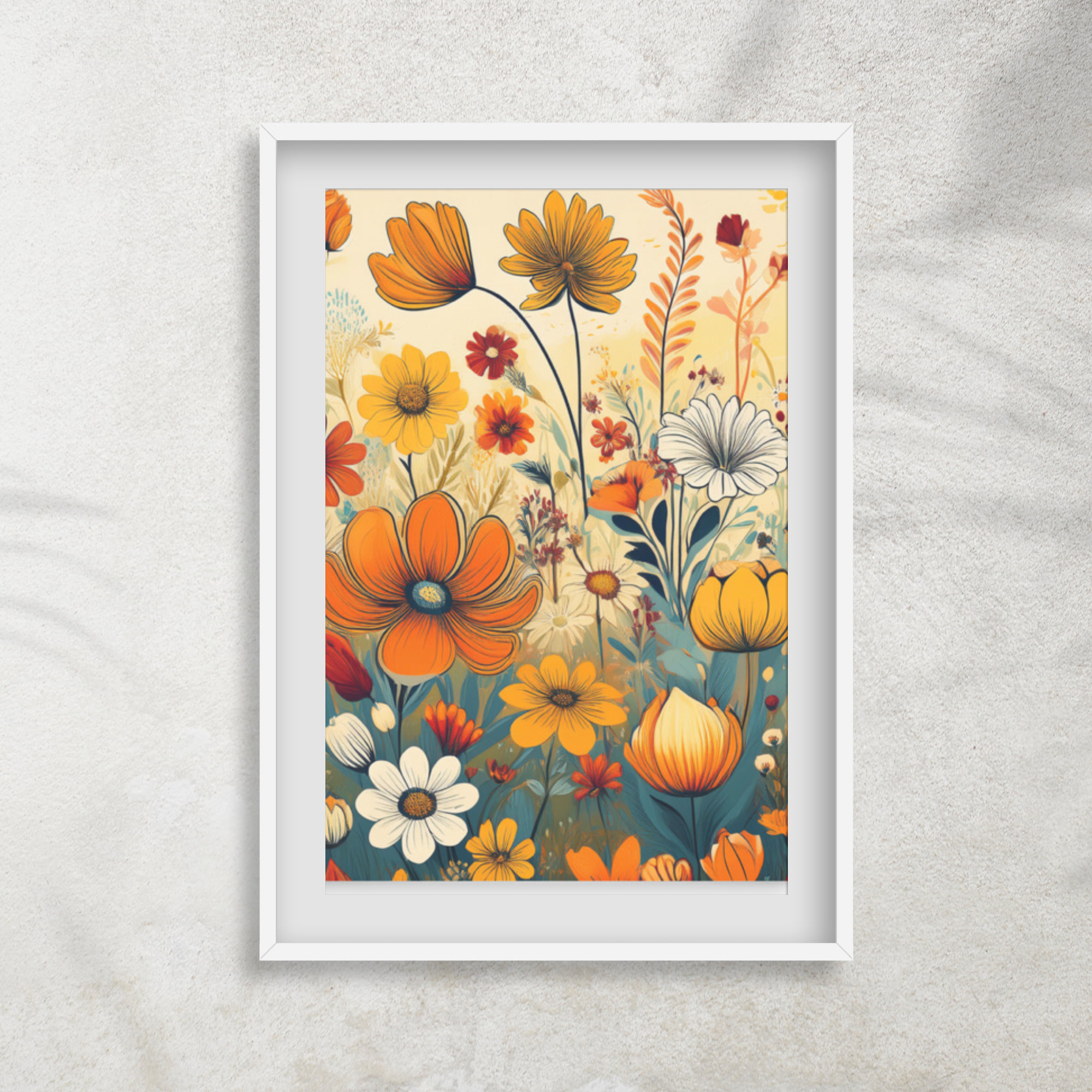 Pop Wildflower Meadow Art Print | Retro Floral Botanical Poster | Mami Makes Art Mami Makes Art