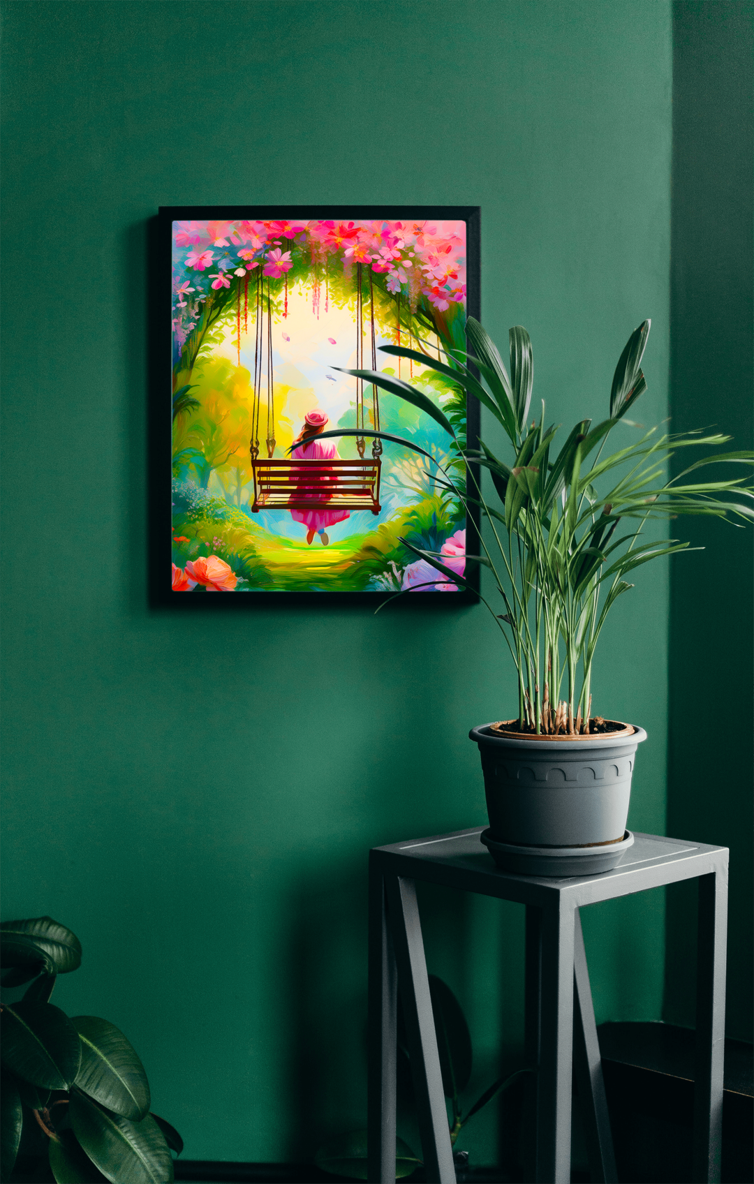 Abstract Rococo Swing Print | Pink and Green Modern Wall Art | Inspired by Fragonard’s Era
