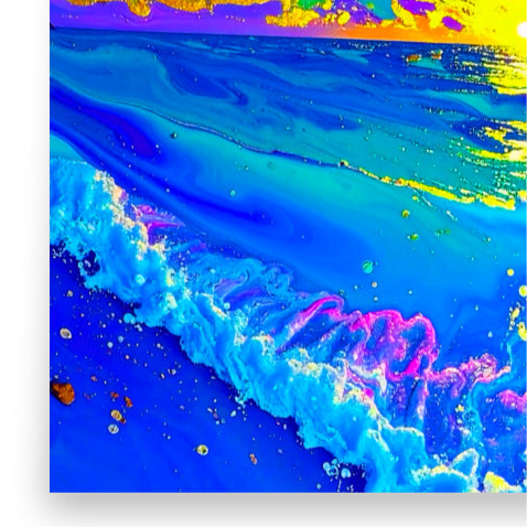 Electric Ocean Glow Print | Vibrant Seascape Wall Art | Mami Makes Art