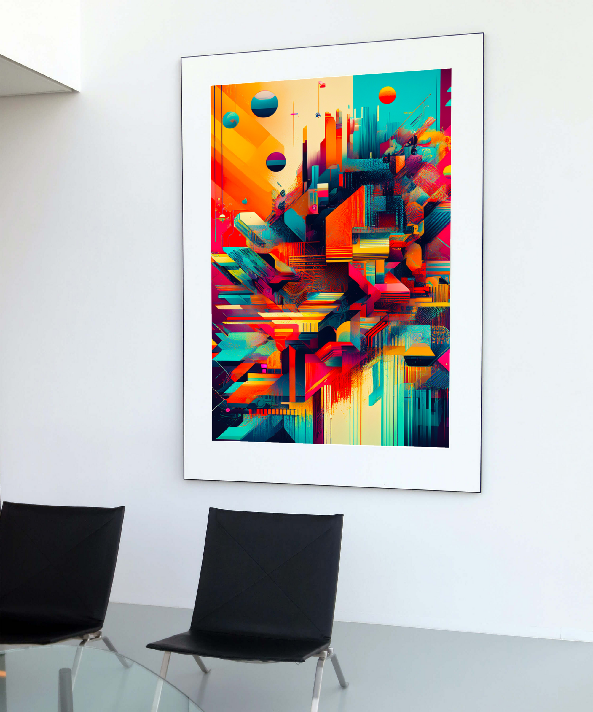 Digital Glitch Art Poster | Maximalist Abstract Collage | Vibrant Futuristic Decor