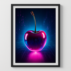 Cherry Coded – Neon Glitch Cyberpunk Wall Art Print Mama Makes Art