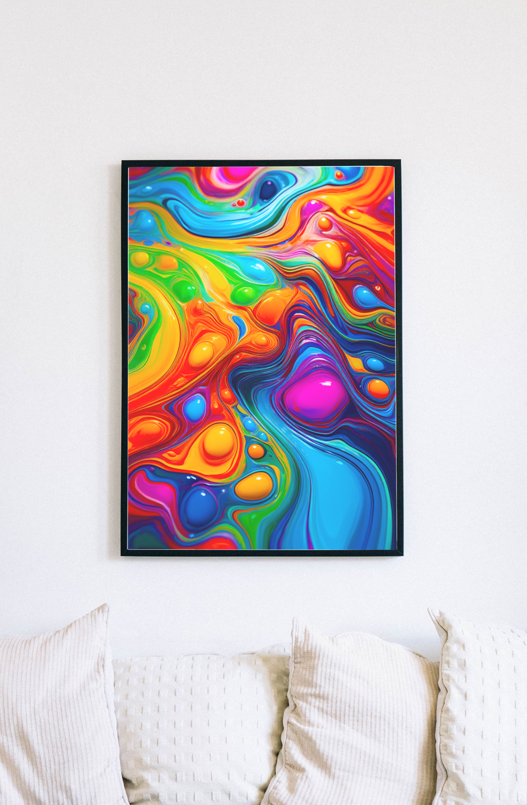 Psychedelic Fluid Art Print | Maximalist Rainbow Abstract | Trippy Wall Decor Poster